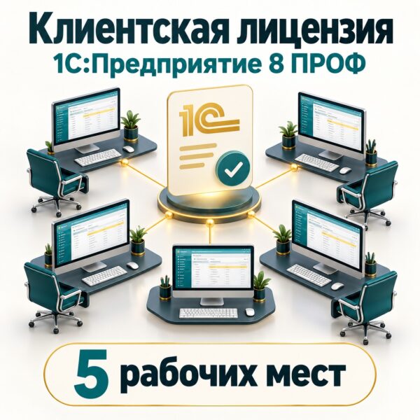 Клиентская лицензия 1С:Предприятие 8 ПРОФ на 5 рабочих мест